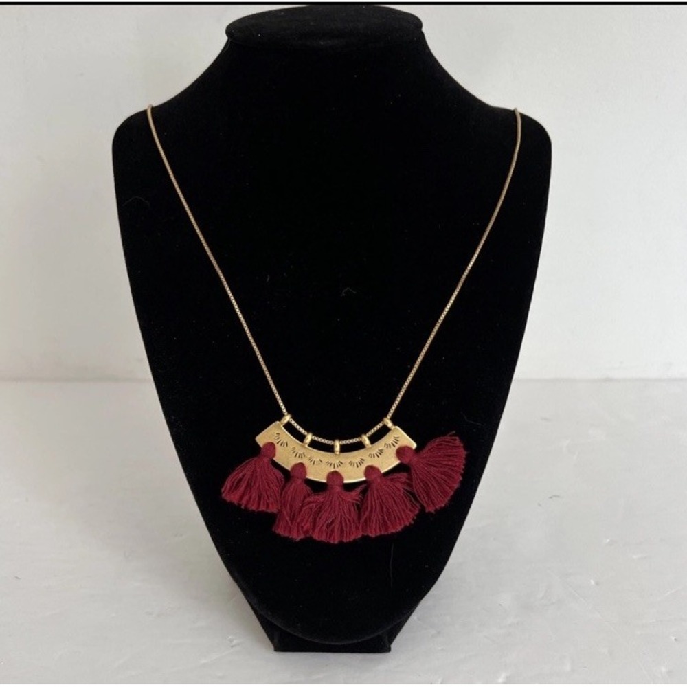 Madewell Supernova Wine Colored Tassel Statement Necklace‎ Adjustable OLD STOCK